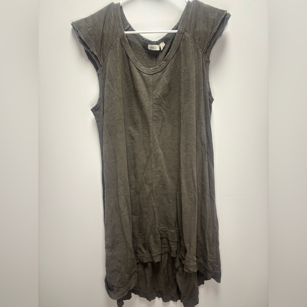 Wilt High-Low Flutter Sleeve T-Shirt Dress Gray Size Large